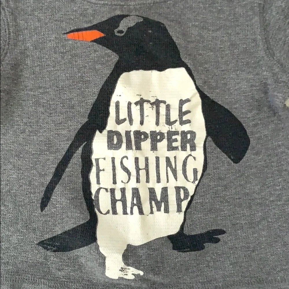 Boys 12m Carters Knit Long Sleeve Penguin Shirt Gray Grey Color Baby Toddler